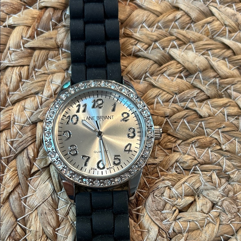Lane Bryant Black Strap Watch with Silver Dial Used